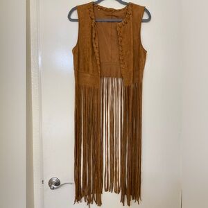 NWOT Brown fringe vest